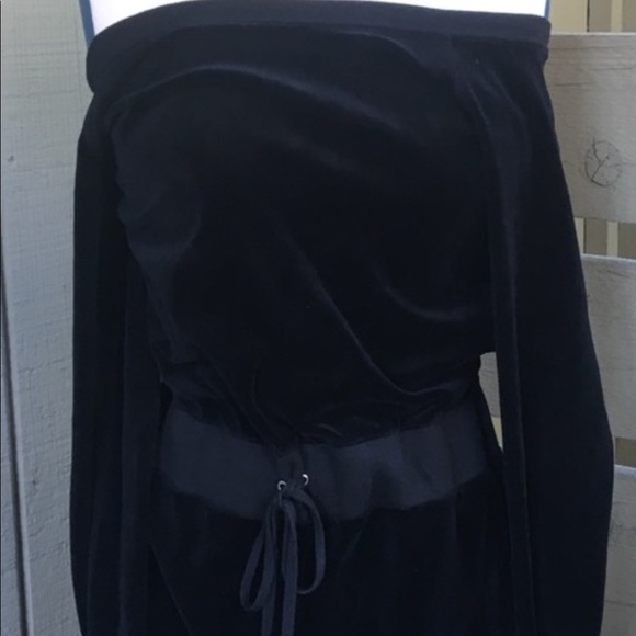 Juicy Couture Off Shoulder Velor Mini Black Dress - Picture 2 of 4